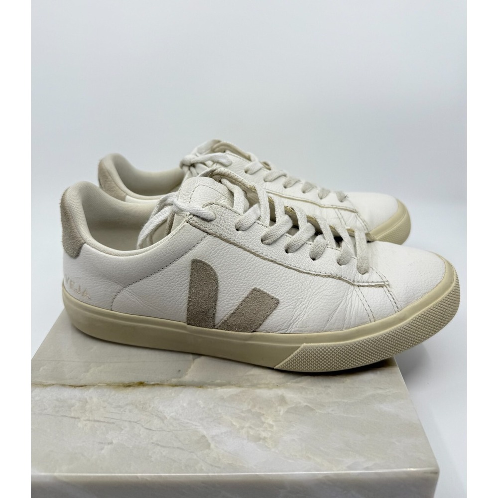 Veja White and Tan Sneakers
